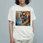 Isaiah_AI_Designの精力的なトラ オーガニックコットンTシャツ