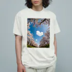 ぱんだまんのダブルハート オーガニックコットンTシャツ