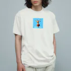 ニャン太郎の逆立ちしているライオン オーガニックコットンTシャツ