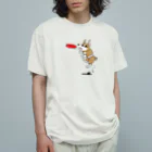 猫とカエルのらくがき帳のフリスビーコーギー オーガニックコットンTシャツ