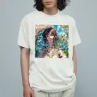 tanukissの木漏れ日の少女（ミュシャ風） Organic Cotton T-Shirt