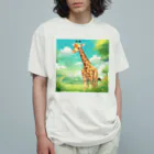 オイタンのアニメ　きりん オーガニックコットンTシャツ