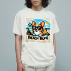 keikei5の夏のおしゃれ大作戦！ピーチカラーの柴犬 オーガニックコットンTシャツ