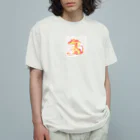 ニャン丸の火の世界に生まれたドラゴン オーガニックコットンTシャツ