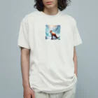 ブルーレイの氷山と狐 Organic Cotton T-Shirt