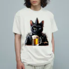 ねこねこぱんくのPUNK ROCK猫の「スパイク」 オーガニックコットンTシャツ