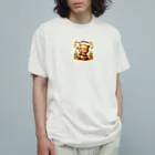 Yuya-Naganoの可愛い小熊が蜂蜜を美味しそうに舐めています オーガニックコットンTシャツ