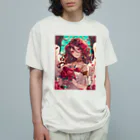 AQUAMETAVERSEのバラ好きの女性　なでしこ1478 オーガニックコットンTシャツ