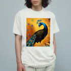 幸運のアートの孔雀 オーガニックコットンTシャツ