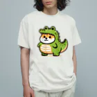 柴犬に囲まれたいのワニの着ぐるみを着た柴犬のイラスト Organic Cotton T-Shirt