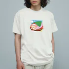 さちあきのおみせの季節のさくら餅ハリネズミ オーガニックコットンTシャツ