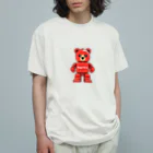 R168の赤いベアブリック オーガニックコットンTシャツ