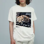 Ruru1の猫とキーボード オーガニックコットンTシャツ