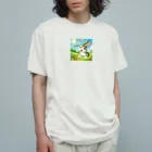 Yuya-Naganoの元気なウサギ オーガニックコットンTシャツ