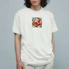 momonekokoの和風サンタクロース オーガニックコットンTシャツ