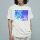 Equinoxの水色の流れるような手描きテクスチャ Organic Cotton T-Shirt