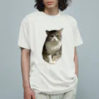 むっちり猫のむっちり丸の不機嫌な美猫 ミロ姫 オーガニックコットンTシャツ