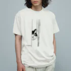 ふわりぃのジャケットから、のぞくぅ「Vinculumcorのくぅ猫」オーガニックTシャツ Organic Cotton T-Shirt