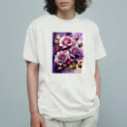 AQUAMETAVERSEのバラードのような薔薇の花　BLUE PLUM  691 オーガニックコットンTシャツ