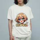 Kusareshiroの金髪ショートカット眼鏡美少女ちゃん オーガニックコットンTシャツ