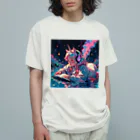 monokurobubuのユニコーンガール オーガニックコットンTシャツ