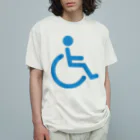 お絵かき屋さんの車椅子マーク（青） オーガニックコットンTシャツ