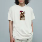 Yukaの絵と実家の犬🐕のチワワの小夏ちゃん オーガニックコットンTシャツ