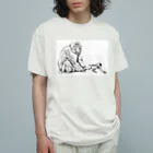 Wildlife sanctuary のニホンザルの親子 オーガニックコットンTシャツ