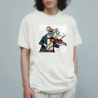 ぱぴぷSHOPのヴァイオリンを弾くネズミ オーガニックコットンTシャツ