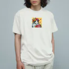 Y m @Y's shopの猫とガーベラ オーガニックコットンTシャツ