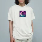 moonlightcatのグラデーションネオンカラームーン オーガニックコットンTシャツ