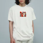 Y m @Y's shopの猫とポピー オーガニックコットンTシャツ