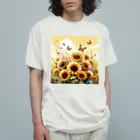 June06の向日葵と蝶 オーガニックコットンTシャツ