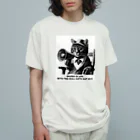 黒猫ファブリックのDrama is life with the dull cats cut out. オーガニックコットンTシャツ