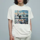 AQUAMETAVERSEのsupとwindsurfingレース　エンジェル717 2065 オーガニックコットンTシャツ