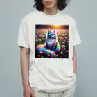 momonekokoの虹色に輝く優雅な猫 Organic Cotton T-Shirt