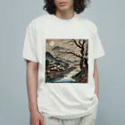 rit=ndの浮世絵　桜と月 オーガニックコットンTシャツ