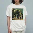 AQUAMETAVERSEのロボツトと少年　なでしこ1478 オーガニックコットンTシャツ