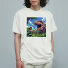 AQUAMETAVERSEの恐竜と少年　なでしこ1478 オーガニックコットンTシャツ