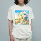 huwari-hanaakariのバラ オーガニックコットンTシャツ