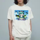 ドラにゃん🐾のグリーンドラニャン  オーガニックコットンTシャツ