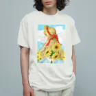 お絵描き屋の麦わら帽子とひまわり Organic Cotton T-Shirt