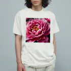 キャラメルのピオニーのピンク大輪　 Organic Cotton T-Shirt