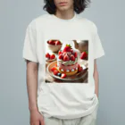 キラキラ雑貨店のいちごケーキ 丸型 オーガニックコットンTシャツ