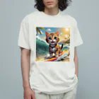 HIROICの猫サーファー Organic Cotton T-Shirt