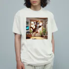 KikimimiネコのKikimimiネコ（ジャンプ） オーガニックコットンTシャツ