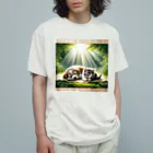 亀蘭タマムシの木漏れ日・すやすや オーガニックコットンTシャツ