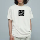 Bonmaru☆ぼんまるのモノクロ蛇のタペストリー オーガニックコットンTシャツ