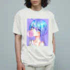 World_Teesのバブルガムを噛むアニメガール 日本の美学 アニメオタク オーガニックコットンTシャツ