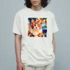 猫好きの谷の猫の水彩画/キジトラねこのイラスト Organic Cotton T-Shirt